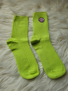 Happy Face Socks: Lime