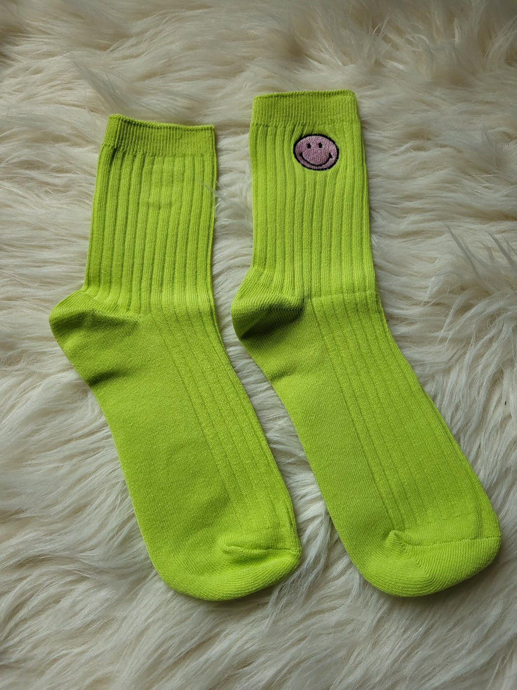 Happy Face Socks: Lime