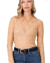 Load image into Gallery viewer, Verona Lace Mock Neck: Beige
