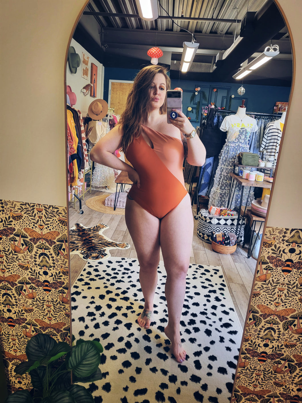 What A Peach Colorblock One Piece Swimsuit